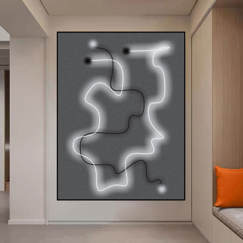 Tube Lights (Refined Canvas Textile Wall Art: Available in Various Sizes, Featuring an Abstract Painting)